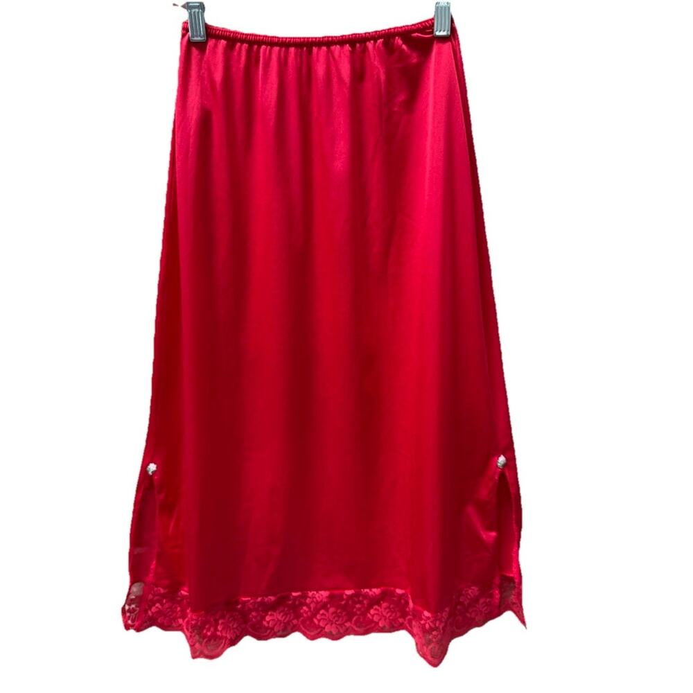 Vtg Maidenform Red Lace Half Slip Skirt Small Made in USA Devil Costume Lingerie